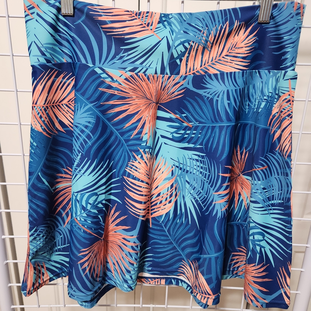 Grace & Lace Blue and Orange Palm Leaf Swim Coverup
